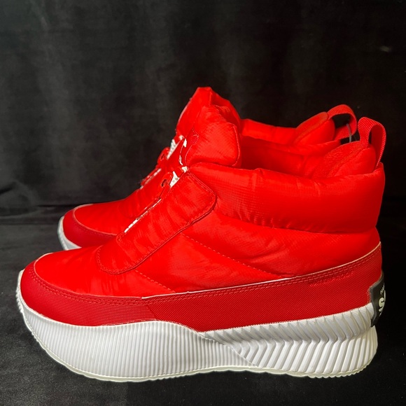 Sorel Waterproof Rain Snow Red Puffer Boots Out N About III Zip Up Winter Shoe - Picture 2 of 7